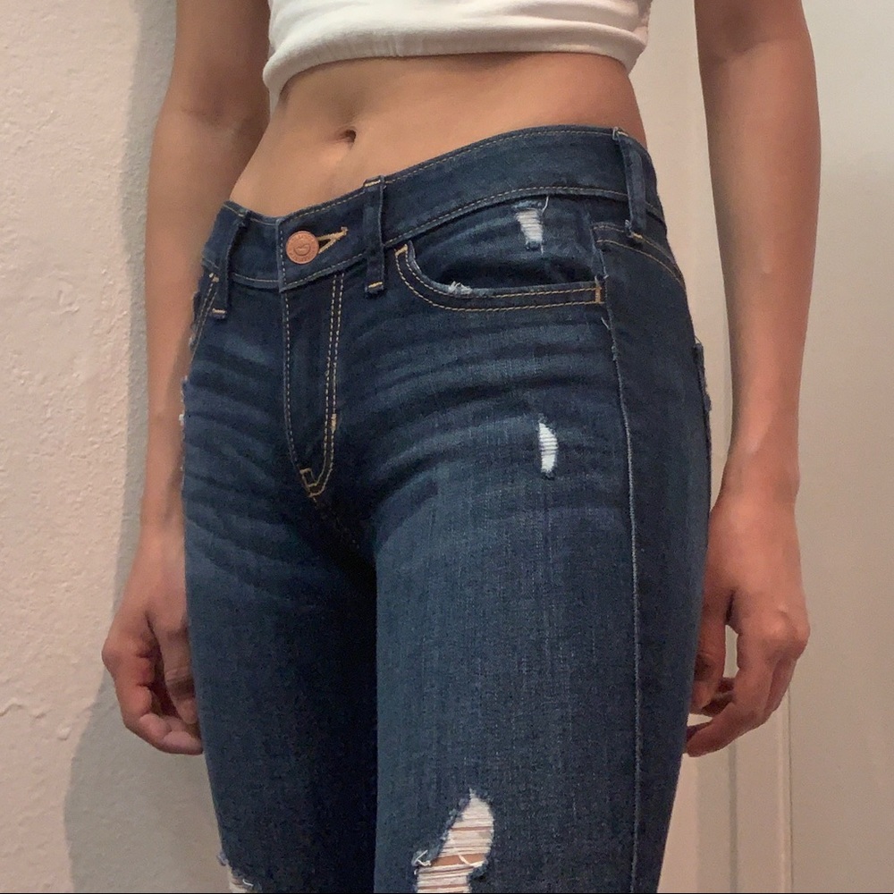 Hollister Low rise super skinny blue jeans